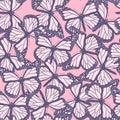 Seamless vector pale pink butterfly pattern Butterflies background